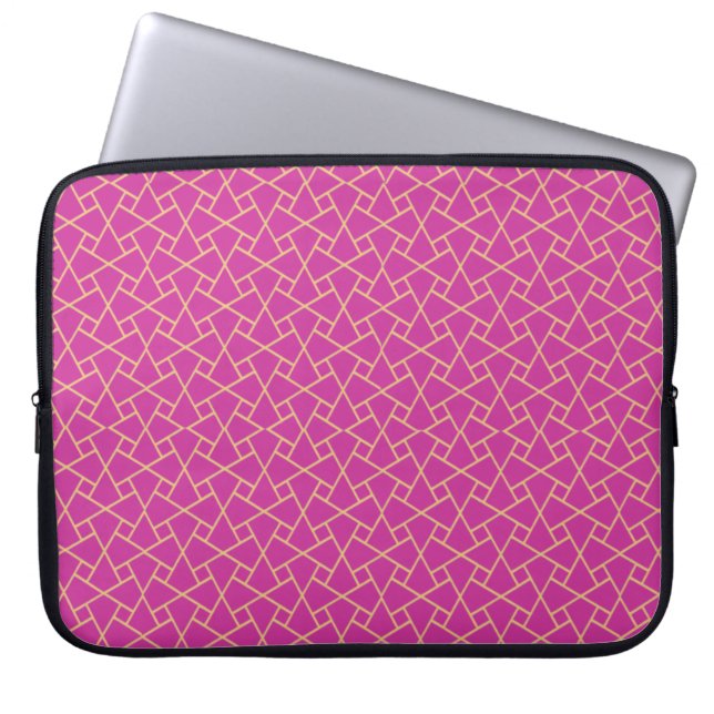 Gold-effect Purple Islamic Pattern Laptop Sleeve (Front)
