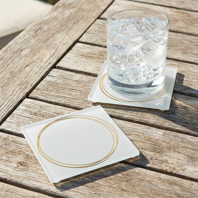 Gold effect rings glass coaster (Gold effect rings glass coaster)