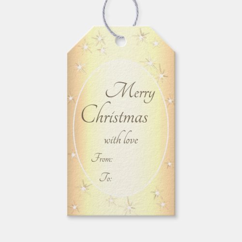 Gold Effect with Luminous Stars Golden Christmas Gift Tags