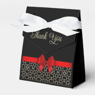Gold Egypt Geometric Red Bow Birthday Thank You Favor Boxes