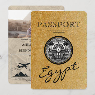 Gold Egypt Passport Wedding Invitation