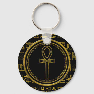 Gold Egyptian Ankh Cross symbol Keychain