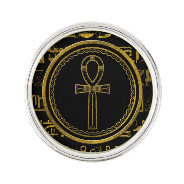 Gold Egyptian Ankh Cross symbol Lapel Pin (Front)