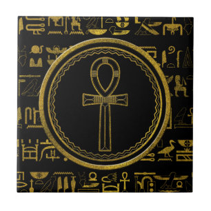 Gold Egyptian Ankh Cross symbol Tile