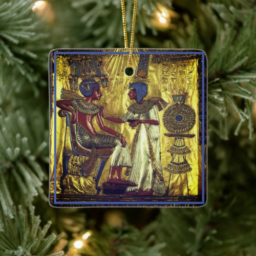 Gold Egyptian Characters on a Ceramic Ornament