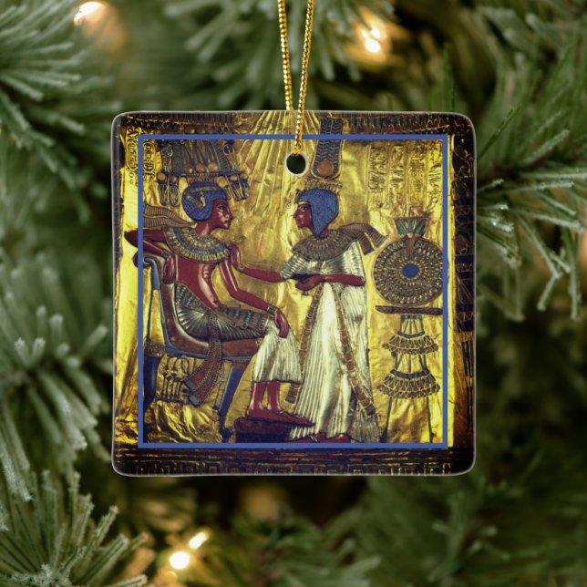 Gold Egyptian Characters on a Ceramic Ornament (Tree)