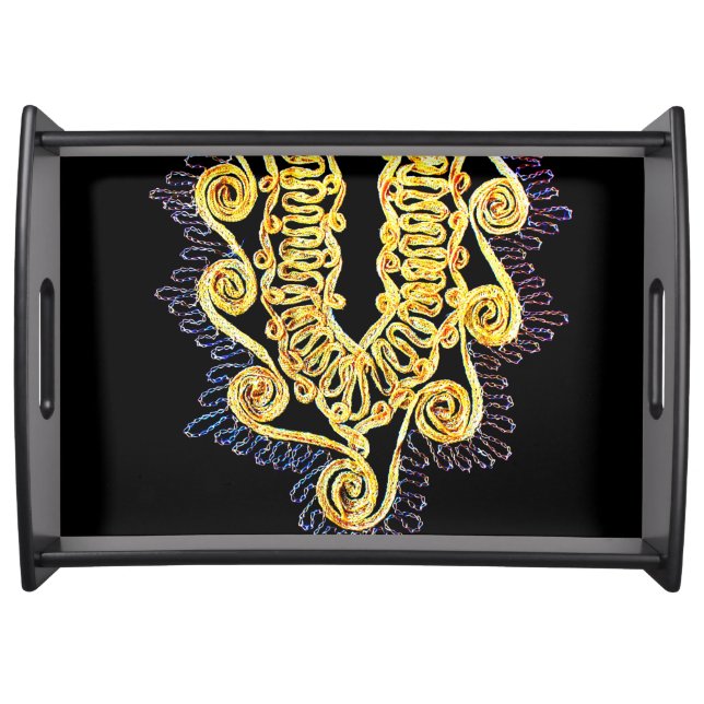 Gold Egyptian Design Serving Tray (Front)