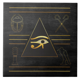 Gold Egyptian Eye Ceramic Tile