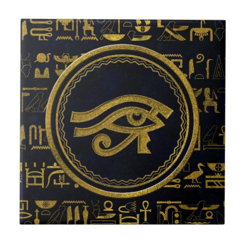 Gold Egyptian Eye of Horus _ Wadjet Ceramic Tile