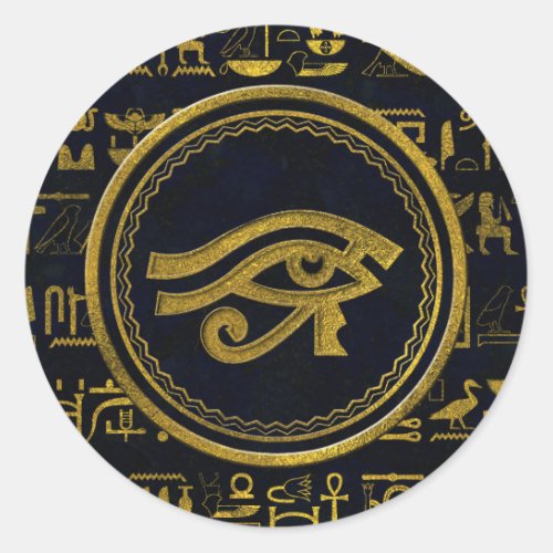 Gold Egyptian Eye of Horus _ Wadjet Classic Round Sticker