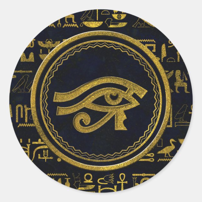 Gold Egyptian Eye of Horus - Wadjet Classic Round Sticker (Front)