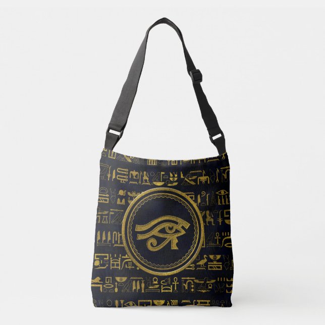 Gold Egyptian Eye of Horus - Wadjet Crossbody Bag (Front)