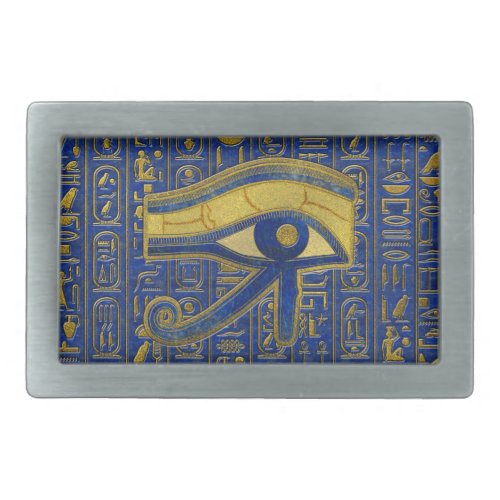 Gold Egyptian Eye of Horus _ Wadjet Lapis Lazuli Belt Buckle