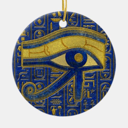 Gold Egyptian Eye of Horus _ Wadjet Lapis Lazuli Ceramic Ornament