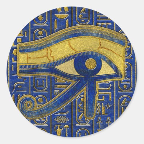 Gold Egyptian Eye of Horus _ Wadjet Lapis Lazuli Classic Round Sticker