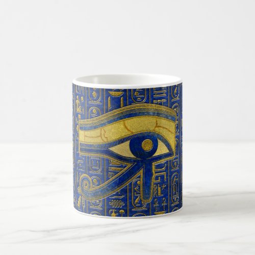 Gold Egyptian Eye of Horus _ Wadjet Lapis Lazuli Coffee Mug