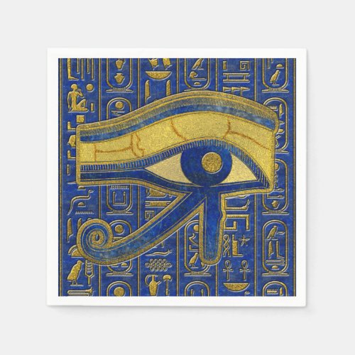 Gold Egyptian Eye of Horus _ Wadjet Lapis Lazuli Paper Napkins