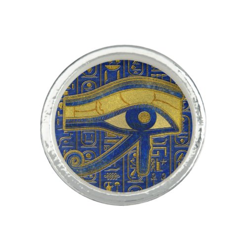 Gold Egyptian Eye of Horus _ Wadjet Lapis Lazuli Ring