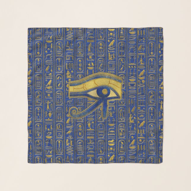 Gold Egyptian Eye of Horus - Wadjet Lapis Lazuli Scarf (Front)