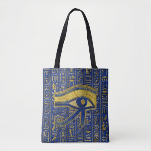 Gold Egyptian Eye of Horus _ Wadjet Lapis Lazuli Tote Bag