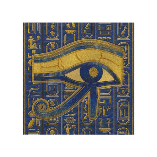 Gold Egyptian Eye of Horus _ Wadjet Lapis Lazuli Wood Wall Decor