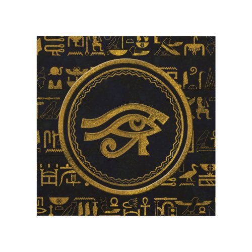 Gold Egyptian Eye of Horus _ Wadjet Wood Wall Art