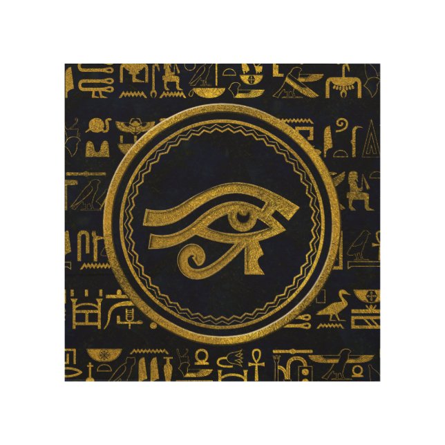 Gold Egyptian Eye of Horus - Wadjet Wood Wall Art (Front)