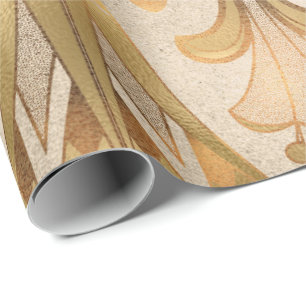 Gold Egyptian Hieroglyphics Antique Flowers Wrapping Paper