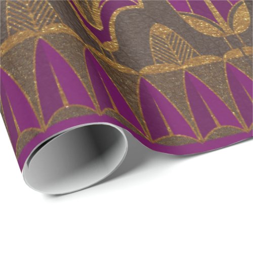 Gold Egyptian Hieroglyphics Papyrus Scarab Floral Wrapping Paper