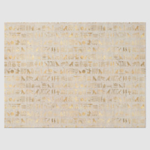 Gold Egyptian Hieroglyphs on Ivory Decoupage Tissue Paper