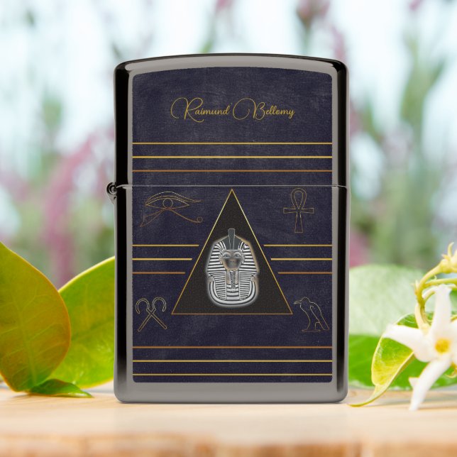 Gold Egyptian Pharaoh Zippo Lighter (On Table)