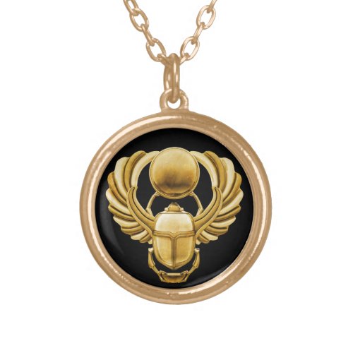 Gold Egyptian Scarab Gold Plated Necklace
