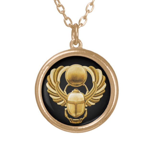 Gold Egyptian Scarab Plated Necklace (Front)