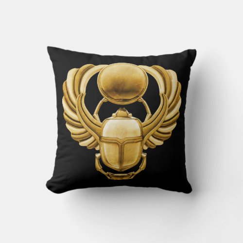 Gold Egyptian Scarab Throw Pillow