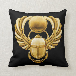 Gold Egyptian Scarab Throw Pillow