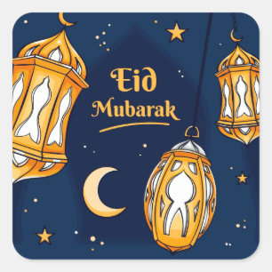 Gold Eid Mubarak Square Sticker
