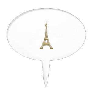 Gold Eiffel Tower Cake Topper 