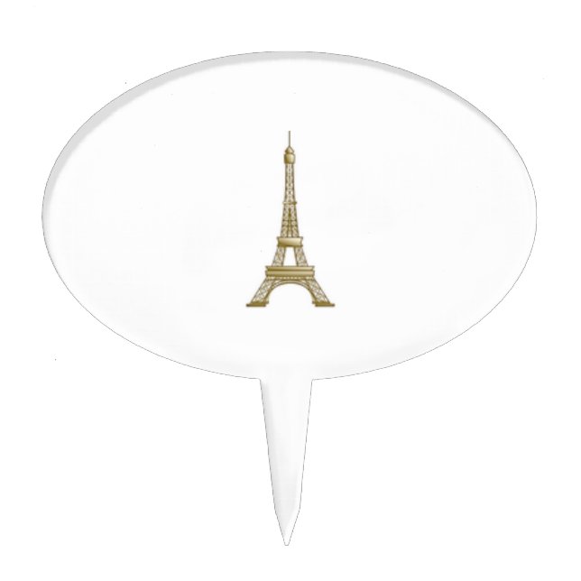 Gold Eiffel Tower Cake Topper Pick (Front)