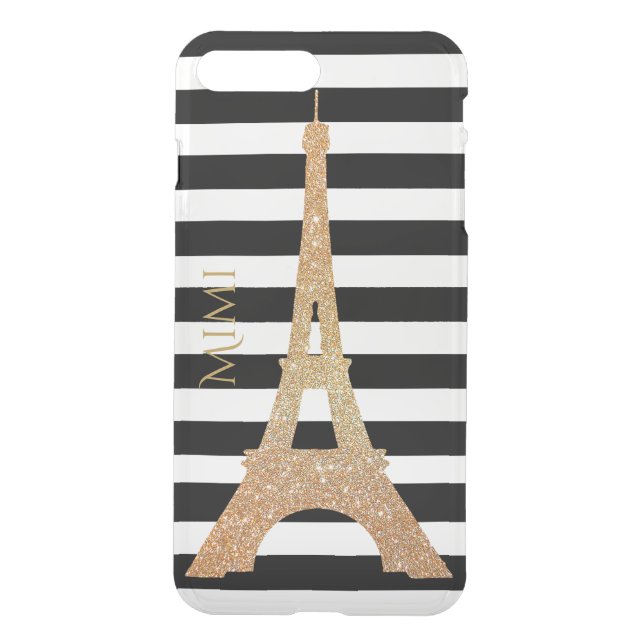 Gold Eiffel Tower Clear iPhone7 Plus Case (Back)