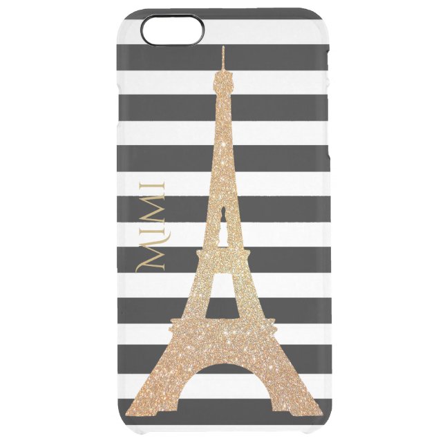 Gold Eiffel Tower Clear iPhone 6 Plus Case (Back)