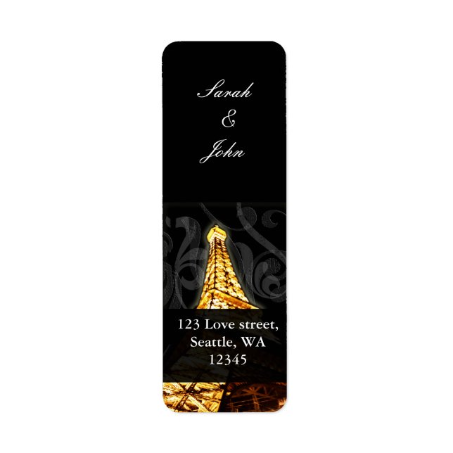 Gold Eiffel tower French Wedding Label (Front)