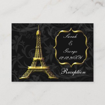 Gold Eiffel tower French Wedding reception Enclosure Card