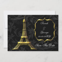 gold Eiffel Tower French wedding Save the Date