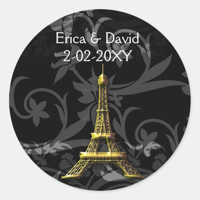 gold Eiffel Tower French wedding Seals (Front)