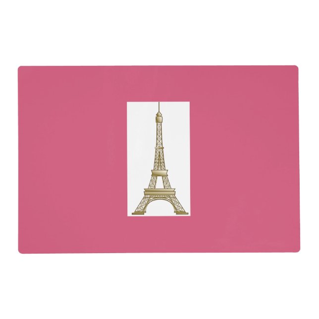 Gold Eiffel Tower Hot Pink Placemat (Front)