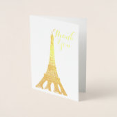 Gold Eiffel Tower Paris party thank you Foil Card (Front)