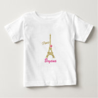 Gold Eiffel Tower Paris & Pink Rose Custom
