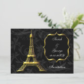 gold eiffel tower Paris wedding invitation (Standing Front)