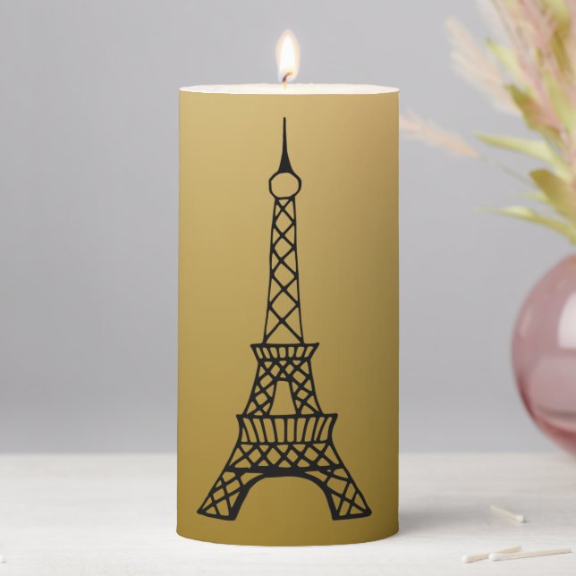 Gold Eiffel Tower Pillar Candle  (In Situ)