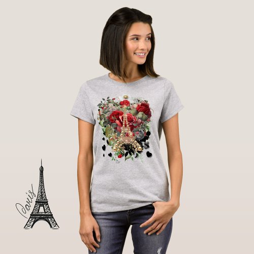 Gold Eiffel Tower T_Shirt